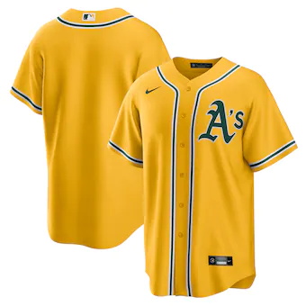 mens nike gold oakland athletics alternate replica team jer